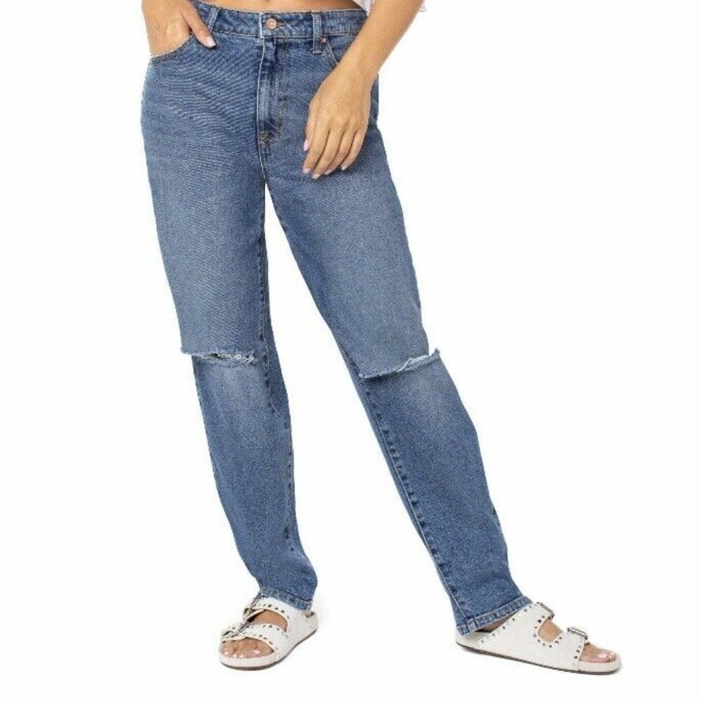 Celebrity Pink High-Rise Curvy Dad Denim Dark Wash Jeans 15/32 - Picture 3 of 5